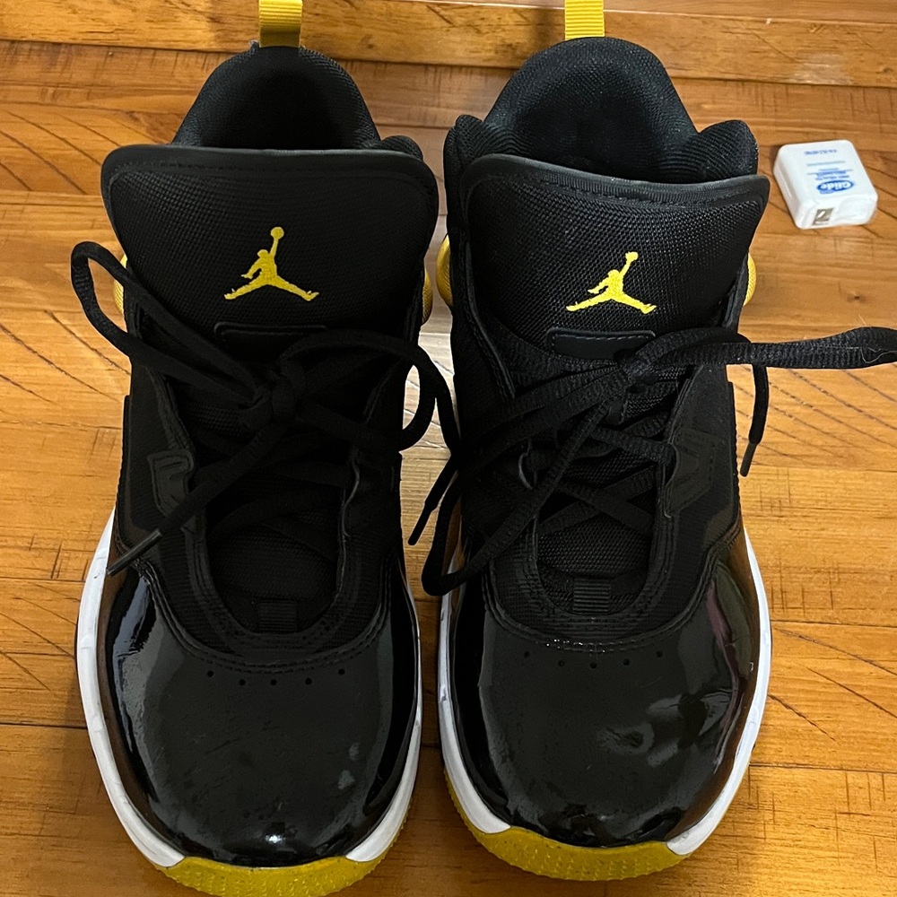 Nike Air Jordan Kids Black and Yellow Sneakers